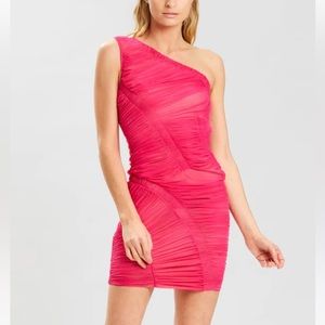 Herve Léger Barbiecon Hot Pink Mini Dress